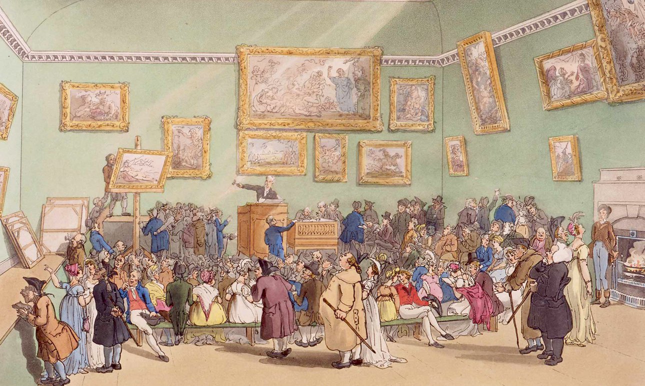 Огастес Чарльз Пьюджин, Томас Роулендсон. «Аукционный зал Christie's». 1808.  Фото: The Microcosm of London